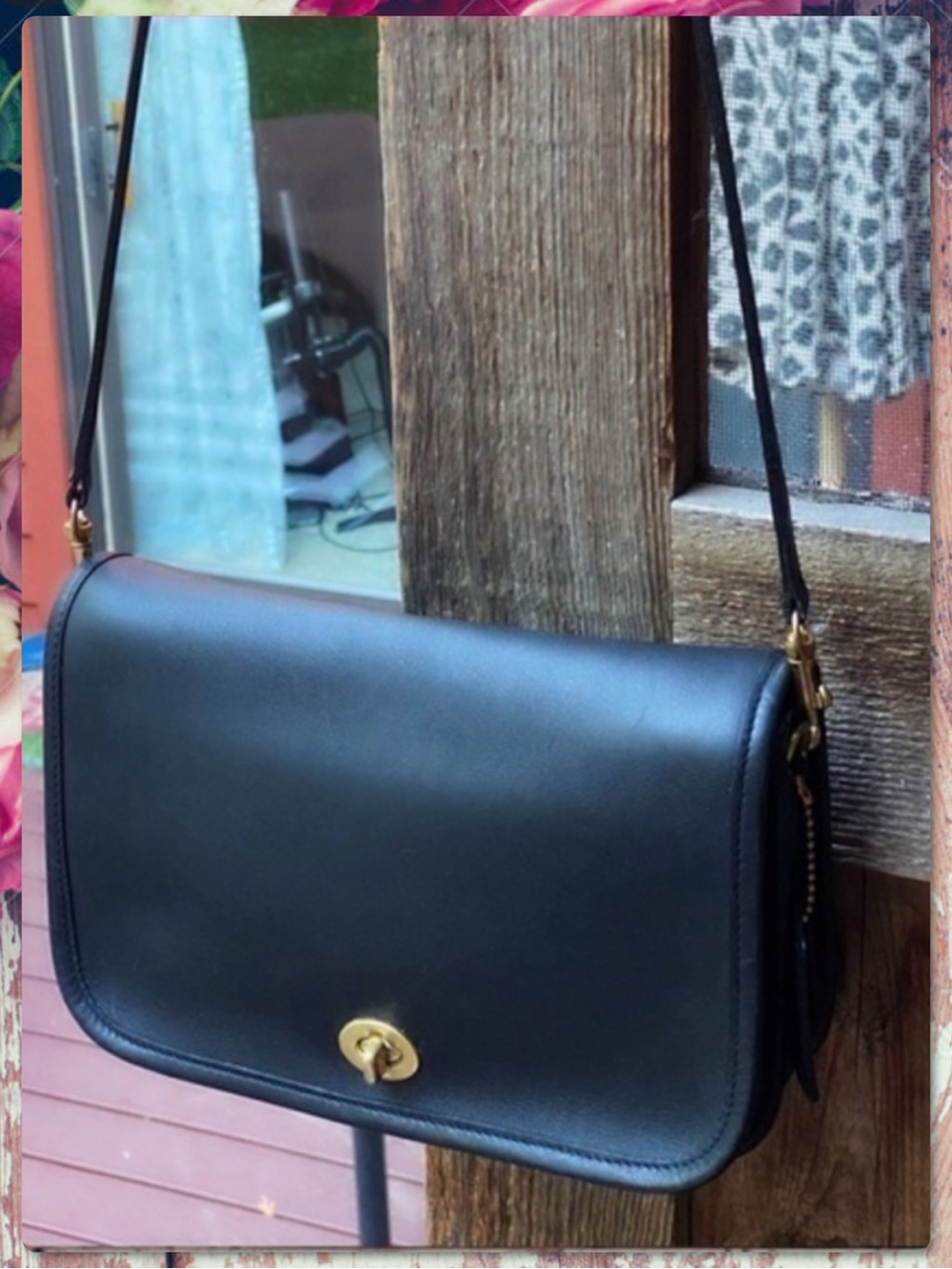 VINTAGE COACH BLACK PENNY CROSSBODY BAG 9755